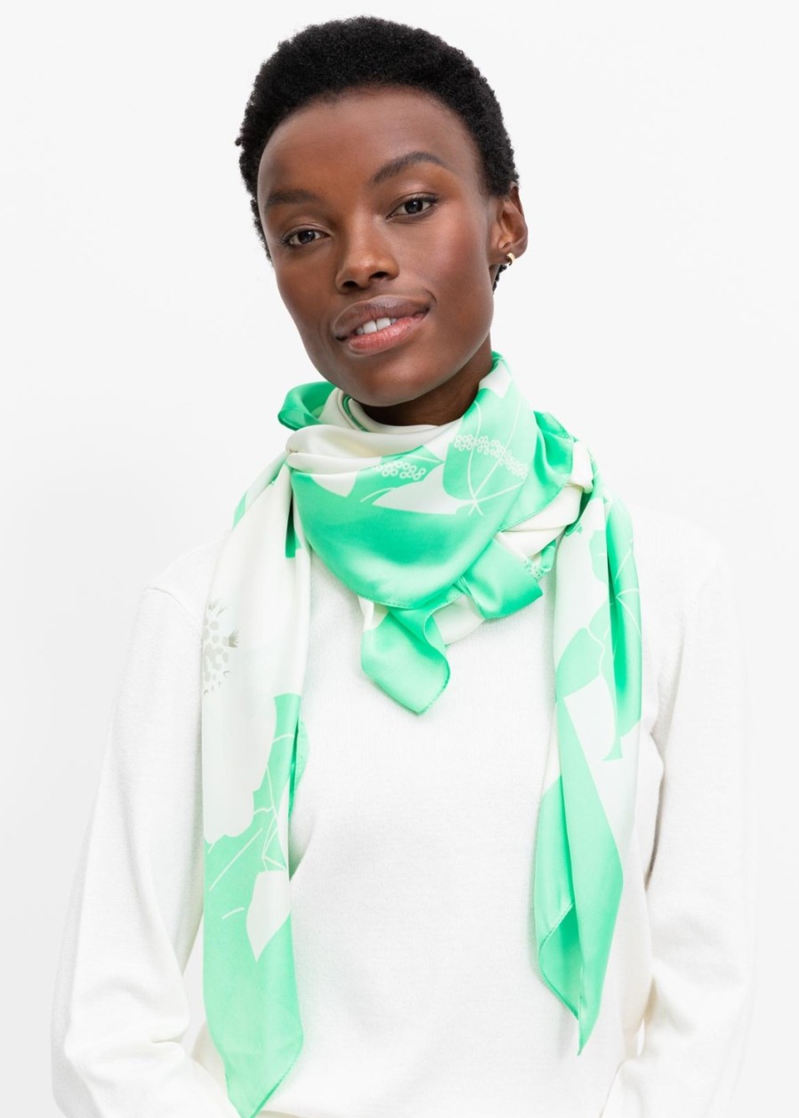 Women Woolworths Scarves & Hats | Print Satin Scarf X Green • Moniceshop