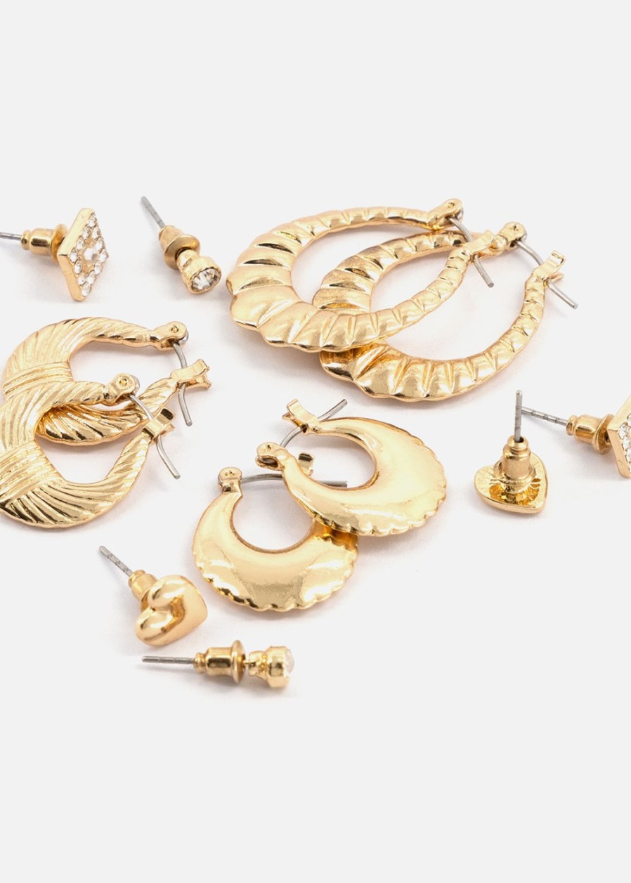 Women Woolworths Jewellery | Assorted Studs & Hoop Earrings 6 Pack Gold ...