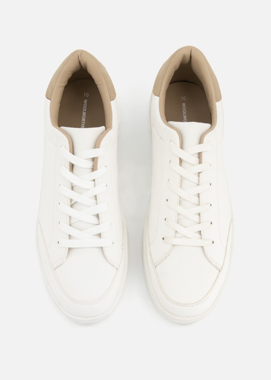 Men Woolworths Sneakers | Mono Contrast Court Sneakers X White • Moniceshop